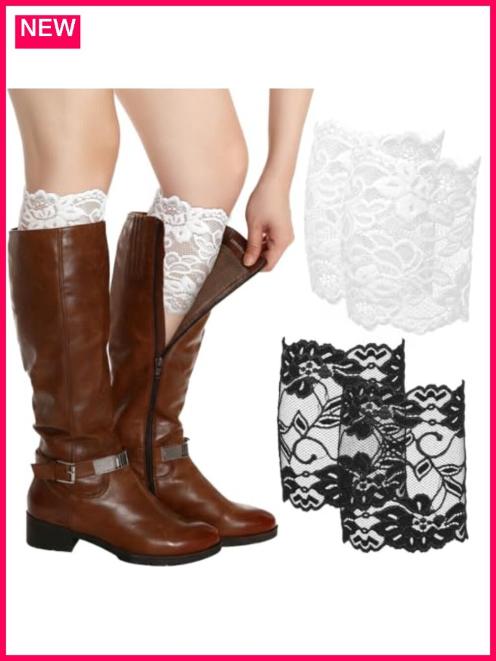 Elegant Lace Boot Cuffs - Stretchy Leg Warmers Sock Topper